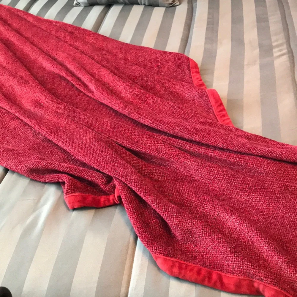 Red throw blanket loose knit